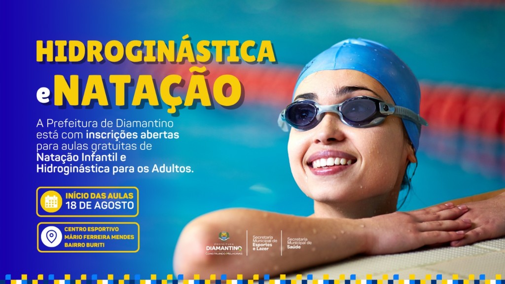 Prefeitura de Diamantino abre inscrições para aulas gratuitas de natação infantil e hidroginástica